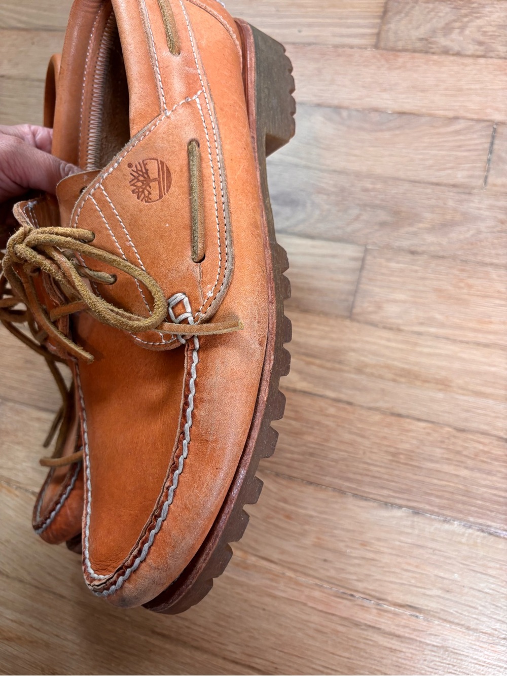 Timberland Men’s Handsewn Leather Camp Moc Boat Shoes Vibram Lug Sole 11.5 - Picture 5 of 8